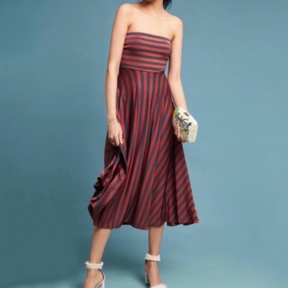 Maeve Penny dress in copper and navy - size S